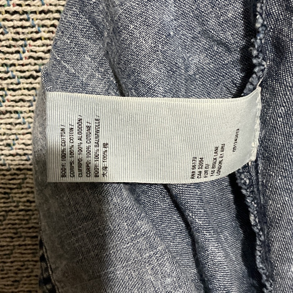 Free People Blue Washed Denim Peasant Blouse - Picture 5 of 7
